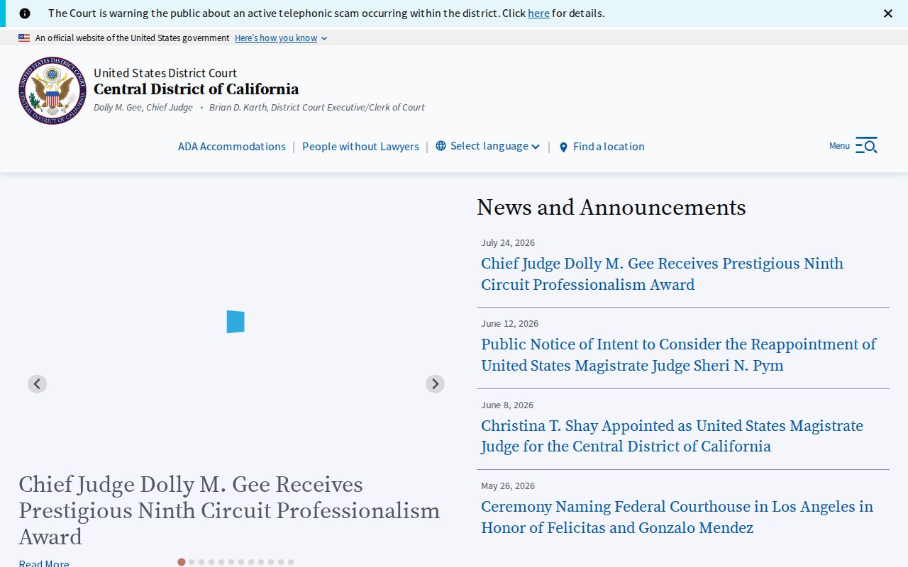 Adelanto resident lookup Central District of California court