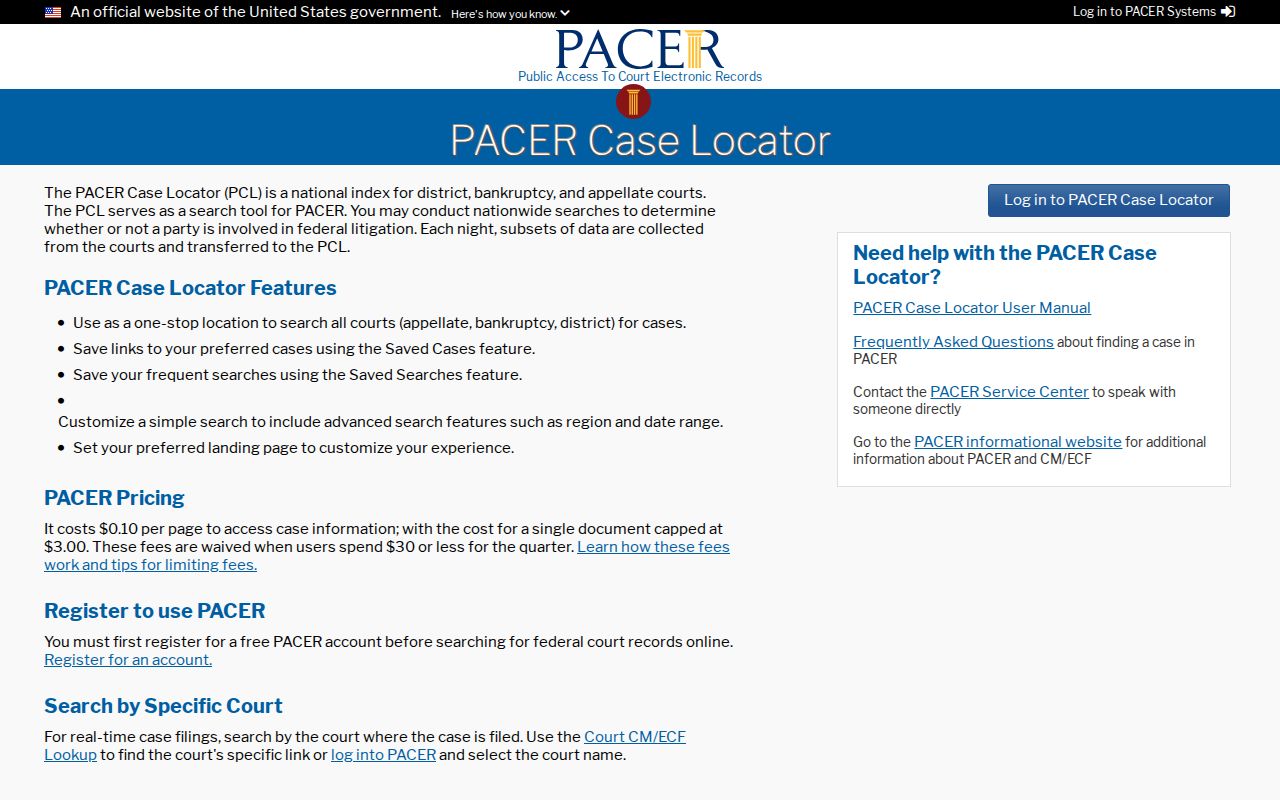 Adelanto resident lookup federal PACER case locator