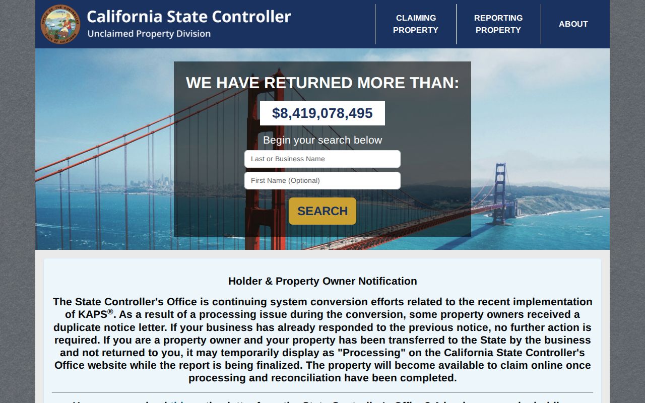 Adelanto ZIP code directory state unclaimed property search
